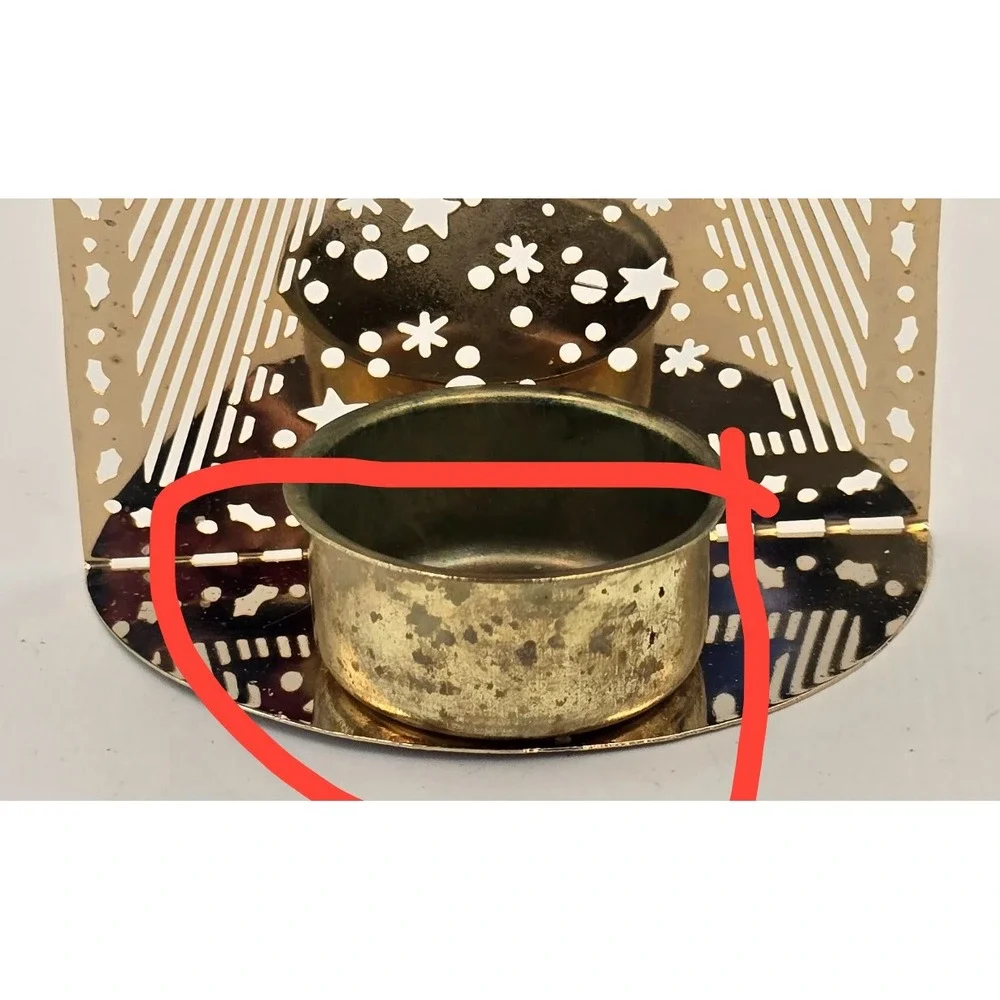 Solid Brass Vintage Yulelite Halo Effect Christmas Tree Tealight‎ Holder